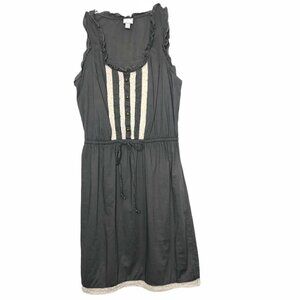 Converse - 100% Cotton Sleeveless Dress Military Green Ivory Lace Trim - Size XS